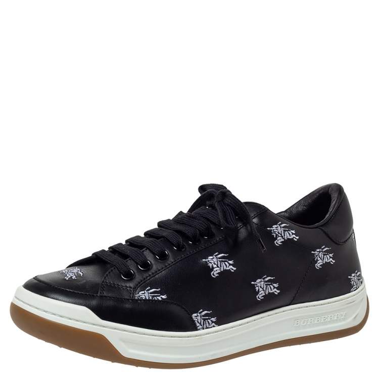Pre Owned Burberry Black Leather Timsbury Low Top Sneakers Size 39.5