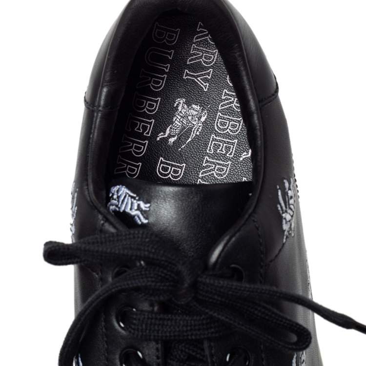 Pre Owned Burberry Black Leather Timsbury Low Top Sneakers Size 39.5