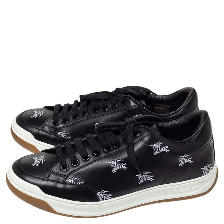 Pre Owned Burberry Black Leather Timsbury Low Top Sneakers Size 39.5