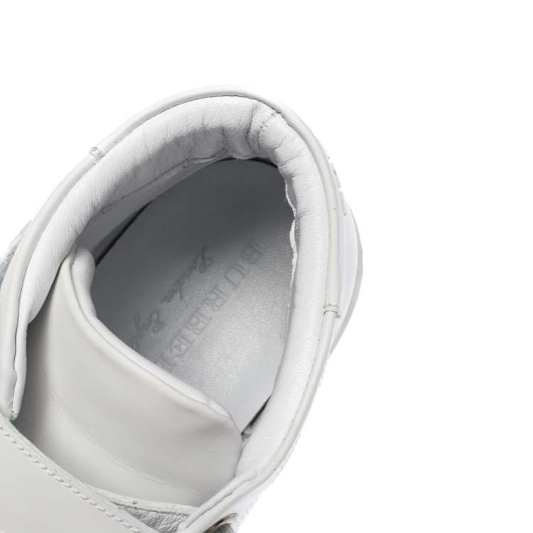 Pre Owned Burberry White Leather Sturrock High Top Sneakers Size 38.5
