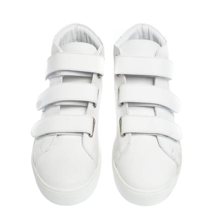 Pre Owned Burberry White Leather Sturrock High Top Sneakers Size 38.5