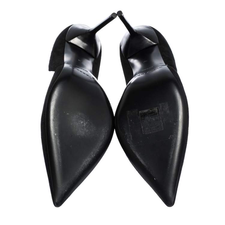 Pre Owned Burberry Black Suede Leather Virna Pointed Toe Pumps Size 38