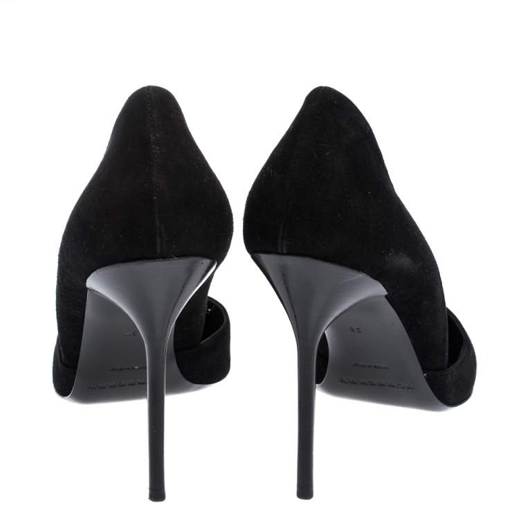 Pre Owned Burberry Black Suede Leather Virna Pointed Toe Pumps Size 38