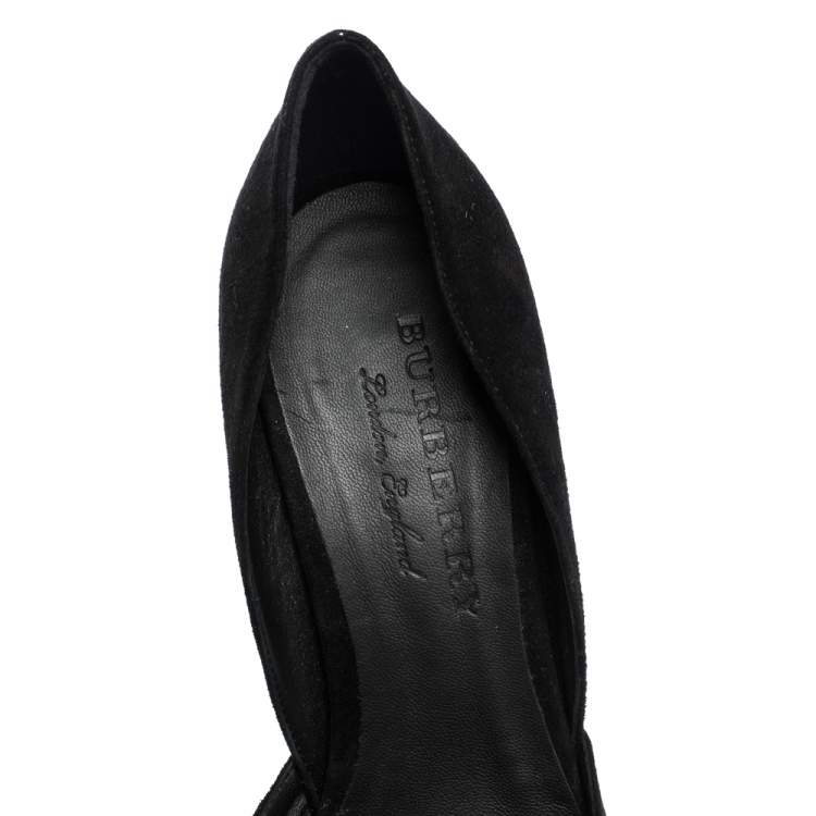 Pre Owned Burberry Black Suede Leather Virna Pointed Toe Pumps Size 38