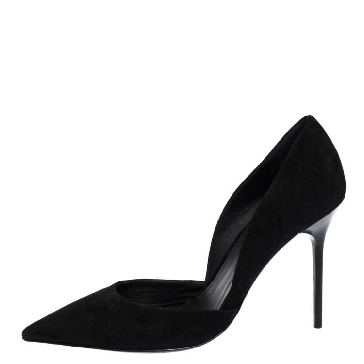 Pre Owned Burberry Black Suede Leather Virna Pointed Toe Pumps Size 38