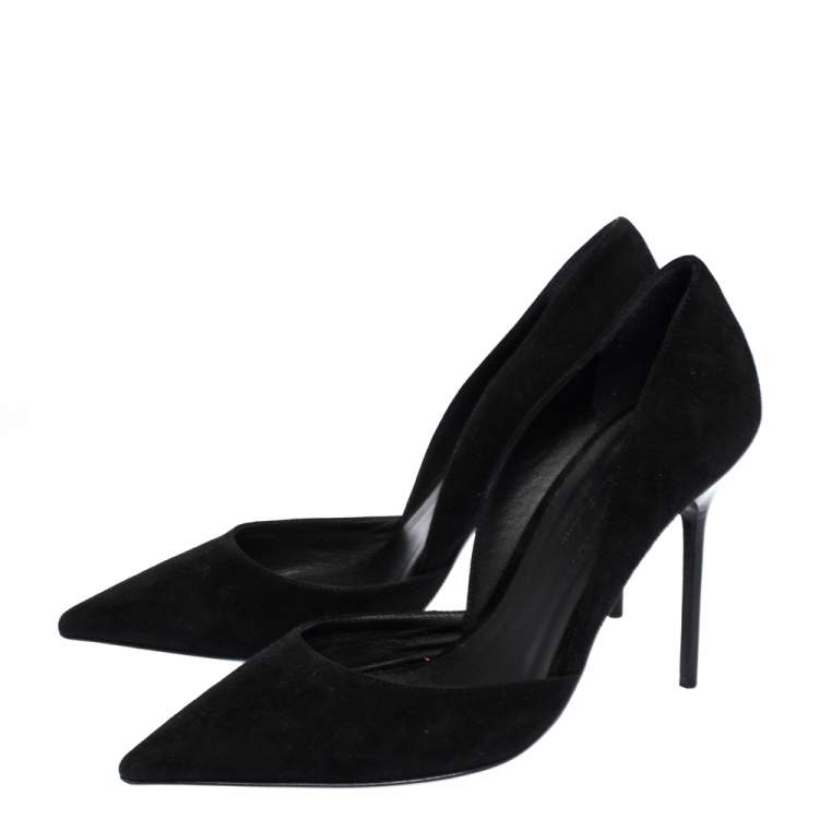 Pre Owned Burberry Black Suede Leather Virna Pointed Toe Pumps Size 38