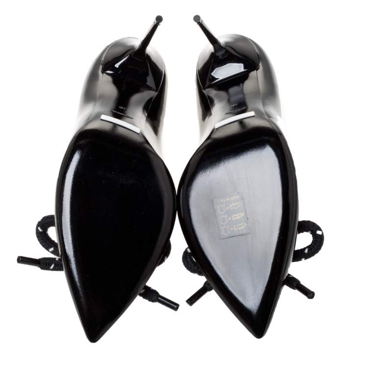 Pre Owned Burberry Black Patent Leather Finsbury Bow Pointed Toe Pumps Size 40