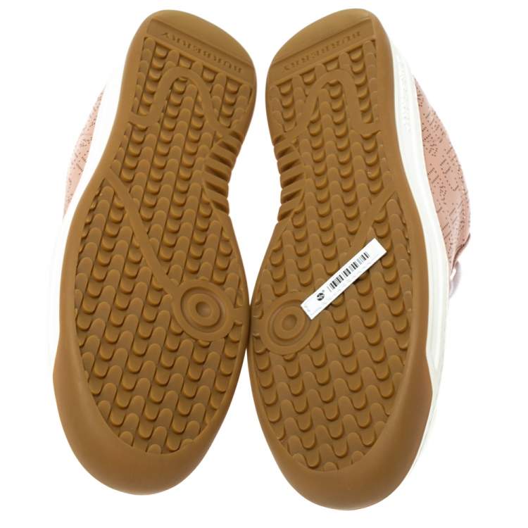 Pre Owned Burberry Pink Perforated Check Leather Westford Low Top Sneakers Size 38.5