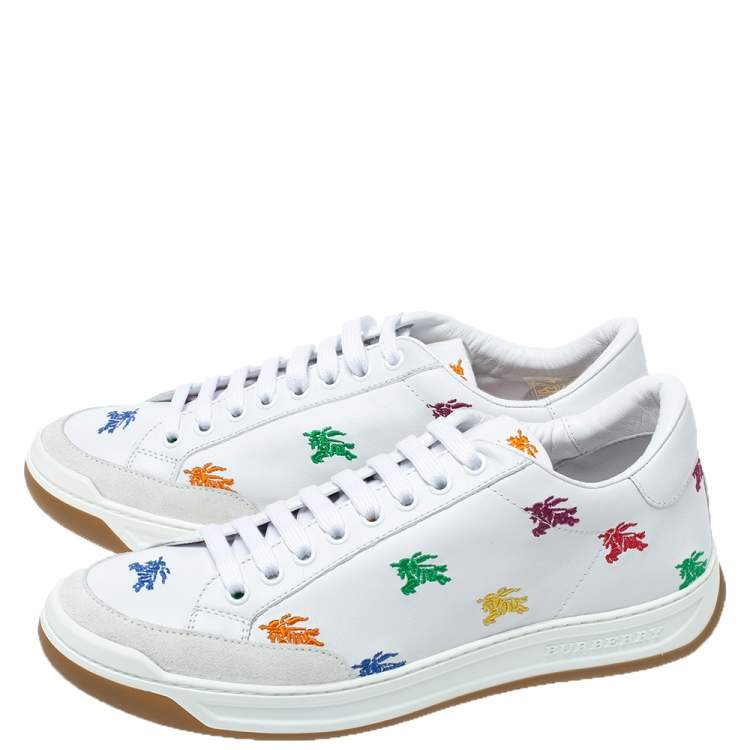 Pre Owned Burberry White Leather Timsbury Low Top Sneakers Size 40