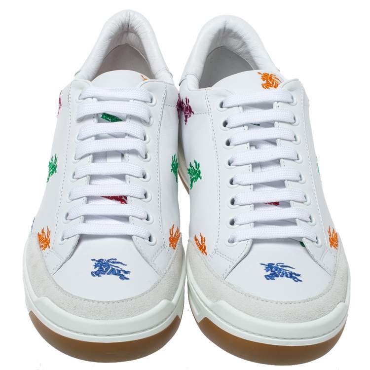 Pre Owned Burberry White Leather Timsbury Low Top Sneakers Size 40