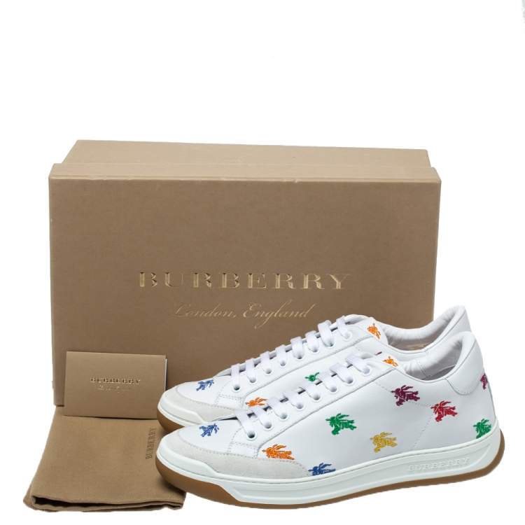 Pre Owned Burberry White Leather Timsbury Low Top Sneakers Size 40