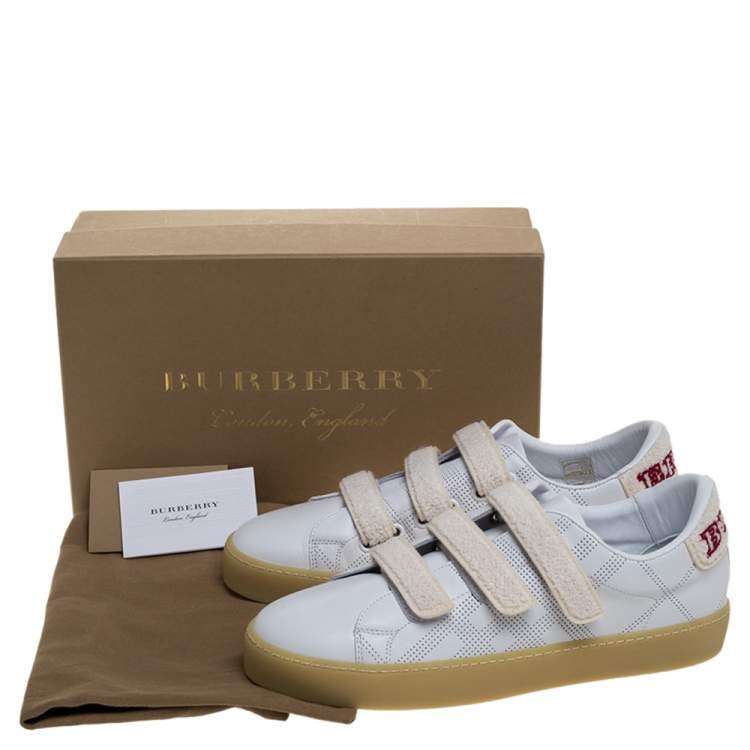 Pre Owned Burberry White Leather Becky Perf Sneakers Size 40