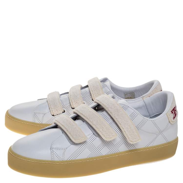 Pre Owned Burberry White Leather Becky Perf Sneakers Size 40