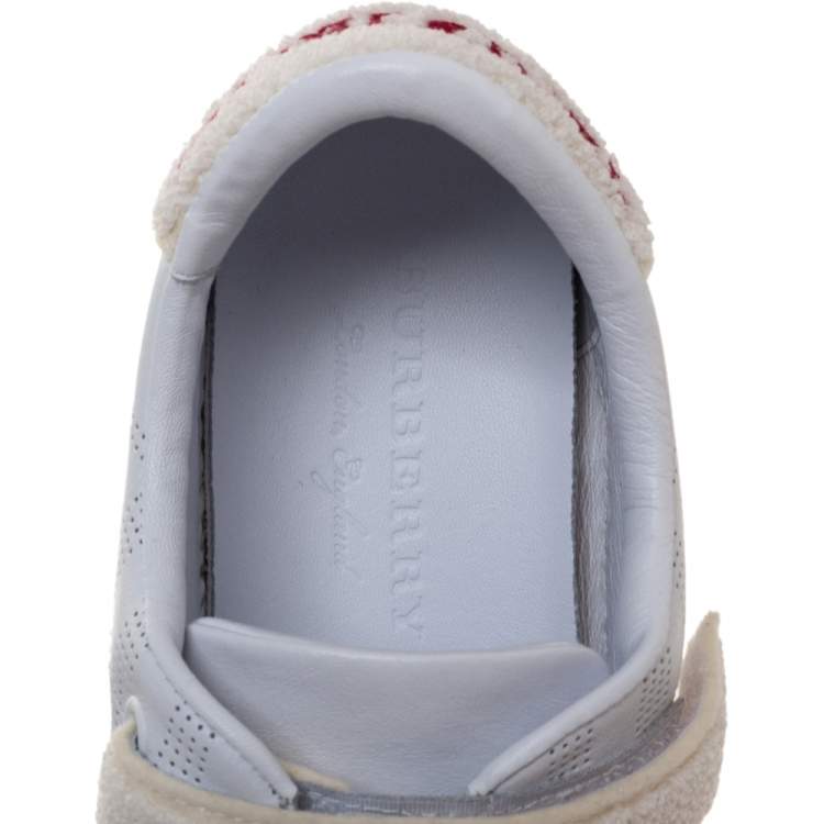 Pre Owned Burberry White Leather Becky Perf Sneakers Size 40