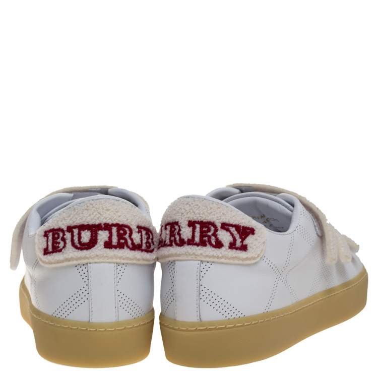 Pre Owned Burberry White Leather Becky Perf Sneakers Size 40