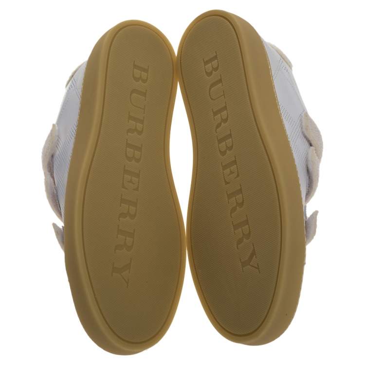Pre Owned Burberry White Leather Becky Perf Sneakers Size 40
