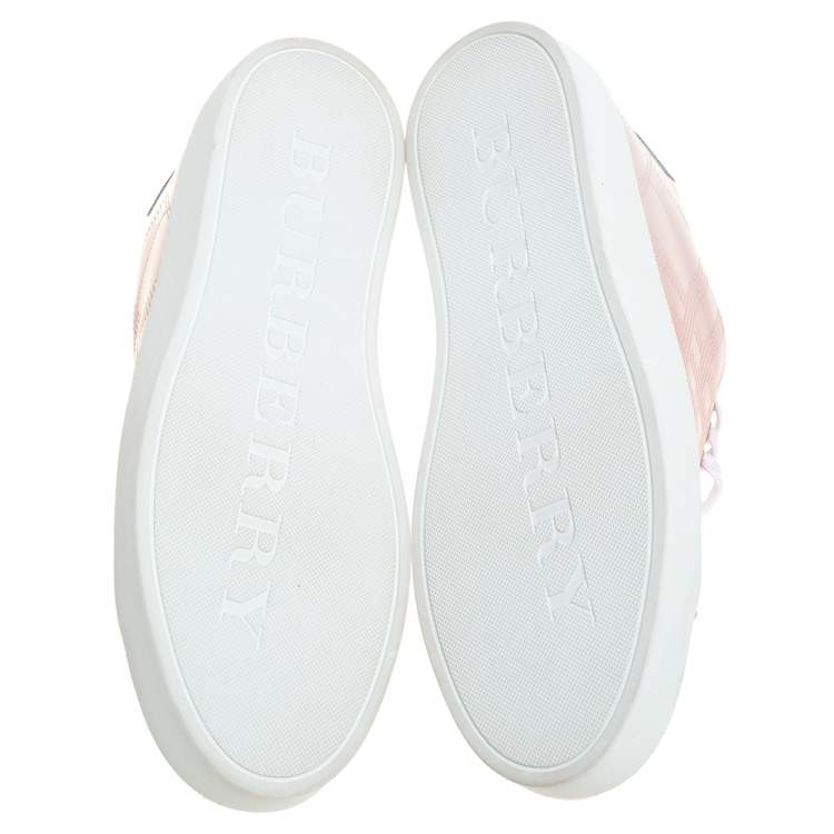 Pre Owned Burberry Pink Perforated Leather Westford Low Top Sneakers Size 40