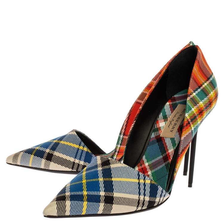 Pre Owned Burberry Multicolor Canvas Virna D'orsay Pointed Toe Pumps Size 40