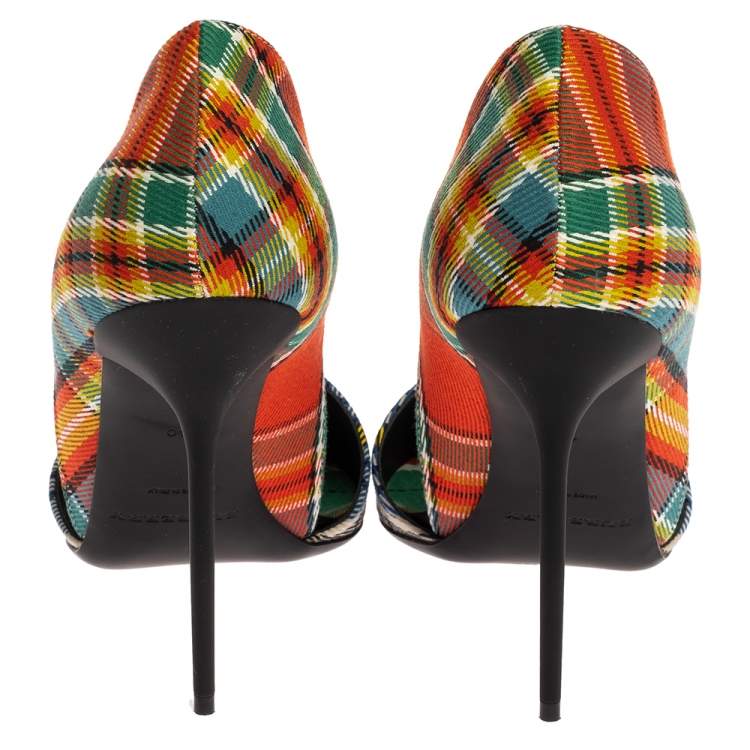 Pre Owned Burberry Multicolor Canvas Virna D'orsay Pointed Toe Pumps Size 40