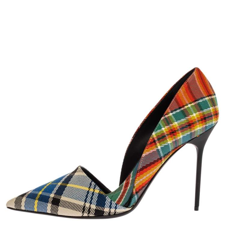 Pre Owned Burberry Multicolor Canvas Virna D'orsay Pointed Toe Pumps Size 40