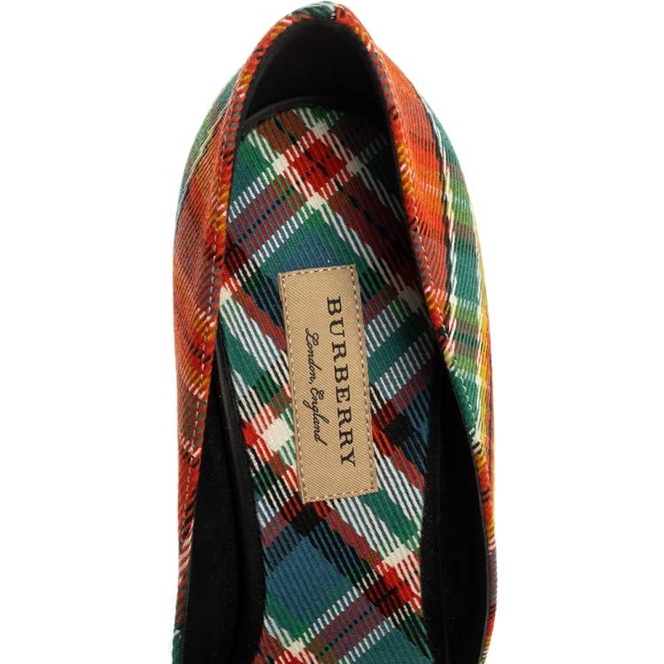 Pre Owned Burberry Multicolor Canvas Virna D'orsay Pointed Toe Pumps Size 40