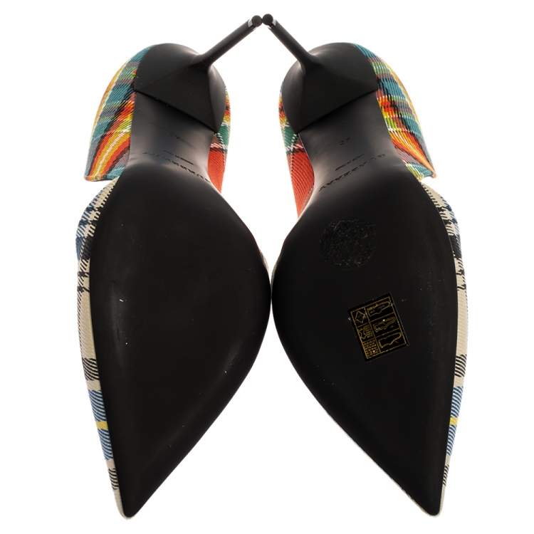 Pre Owned Burberry Multicolor Canvas Virna D'orsay Pointed Toe Pumps Size 40