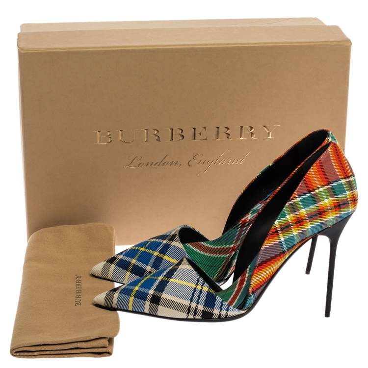 Pre Owned Burberry Multicolor Canvas Virna D'orsay Pointed Toe Pumps Size 40