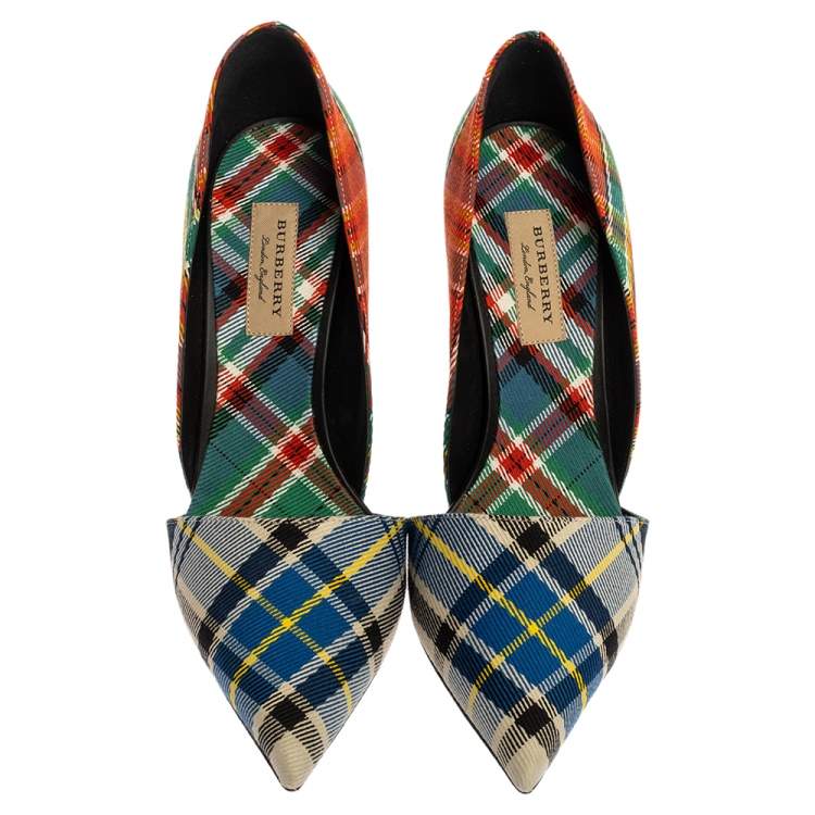 Pre Owned Burberry Multicolor Canvas Virna D'orsay Pointed Toe Pumps Size 40