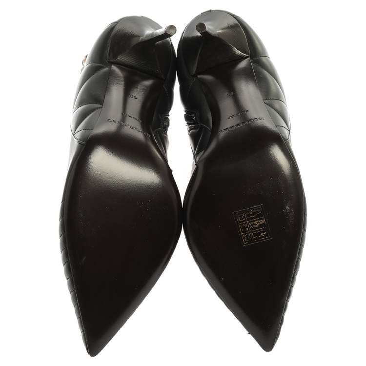 Pre Owned Burberry Black Leather Trench Alexandra Ankle Boots Size 40