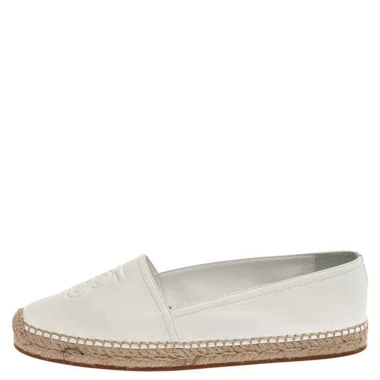 Pre Owned Burberry White Leather Tabitha Espadrilles Size 40