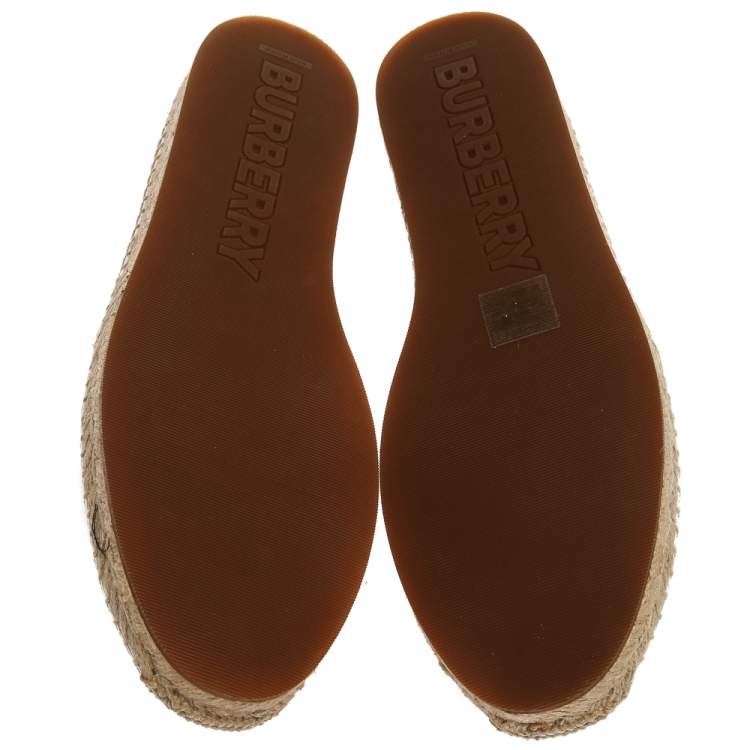 Pre Owned Burberry White Leather Tabitha Espadrilles Size 40