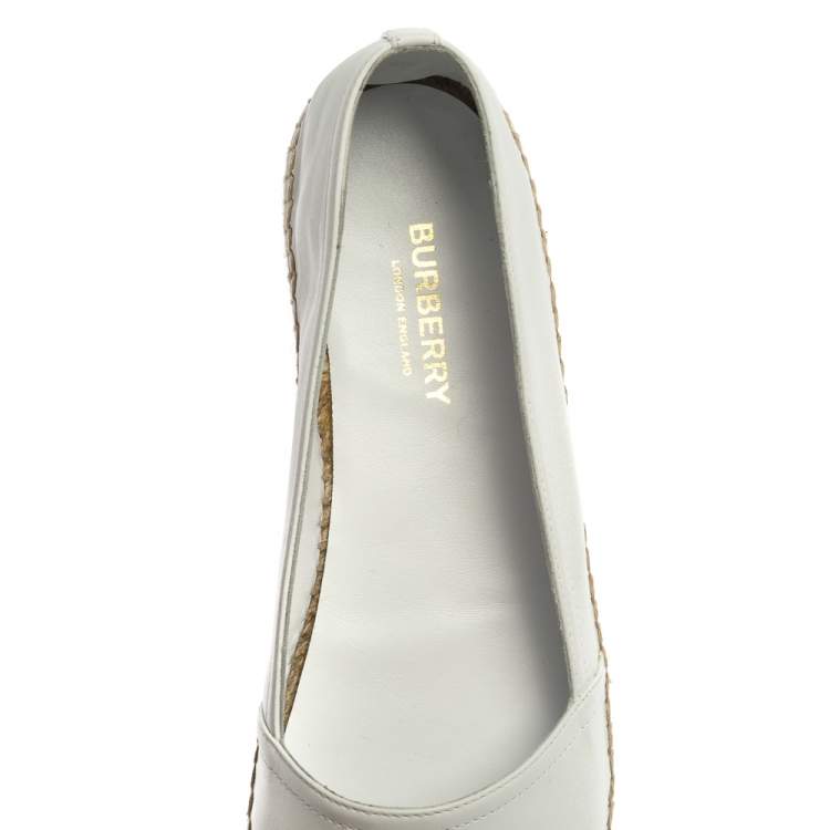 Pre Owned Burberry White Leather Tabitha Espadrilles Size 40