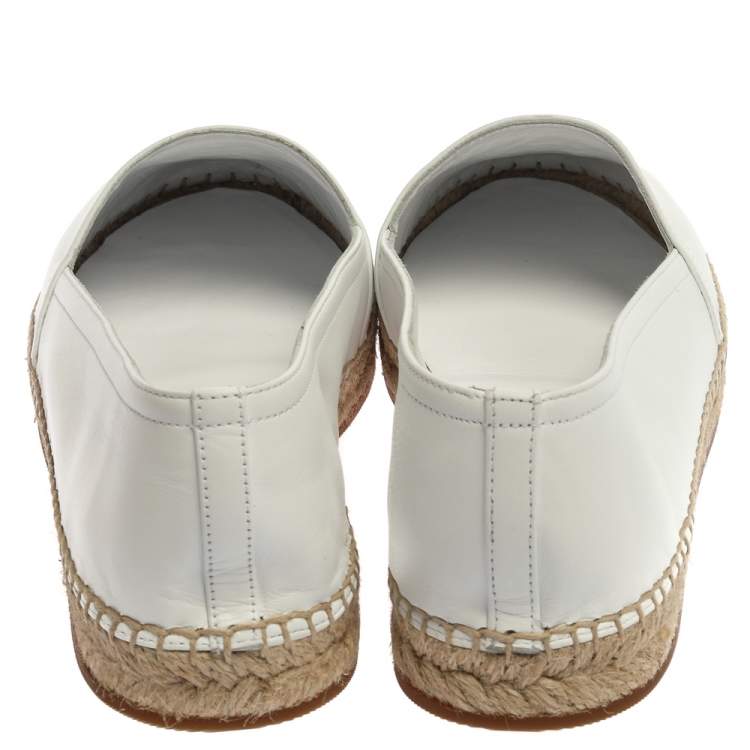 Pre Owned Burberry White Leather Tabitha Espadrilles Size 40
