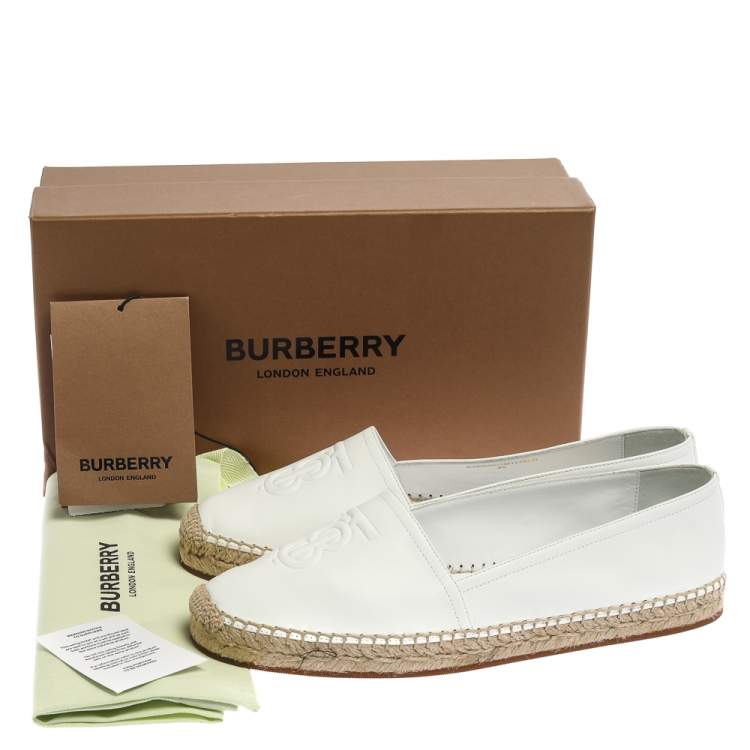 Pre Owned Burberry White Leather Tabitha Espadrilles Size 40