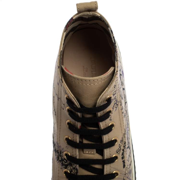 Pre Owned Burberry Beige Canvas Doodle High Top Sneakers Size 40