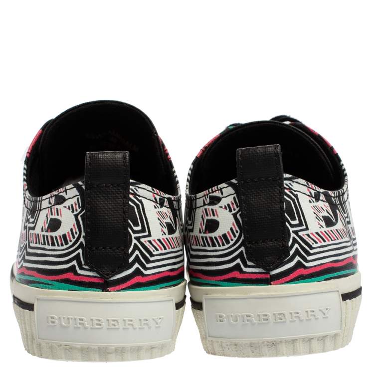 Pre Owned Burberry Black Coated Canvas Kingly Mark Print Low Top Sneakers Size 40