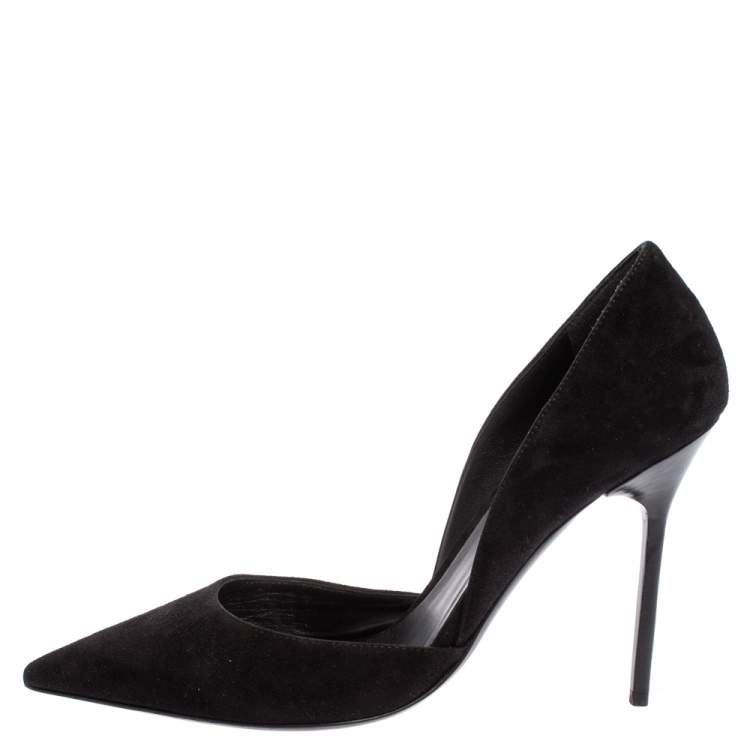 Pre Owned Burberry Black Suede Leather Virna D'Orsay Pointed Toe Pumps Size 38.5