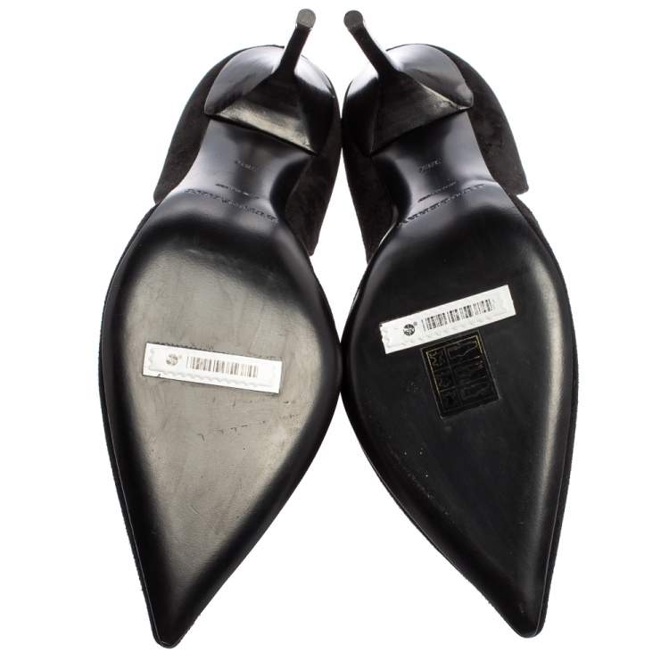 Pre Owned Burberry Black Suede Leather Virna D'Orsay Pointed Toe Pumps Size 38.5