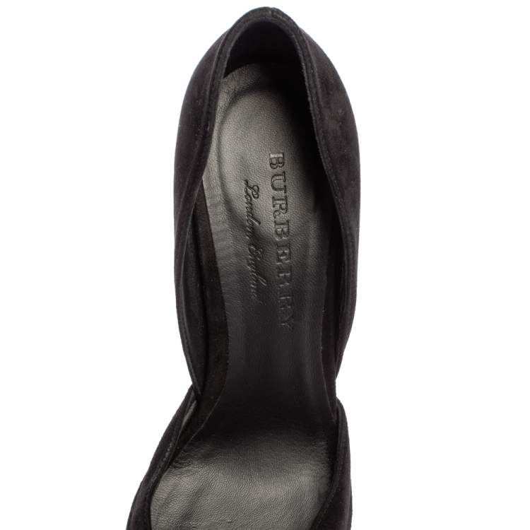 Pre Owned Burberry Black Suede Leather Virna D'Orsay Pointed Toe Pumps Size 38.5