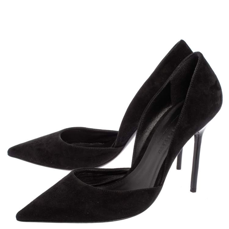 Pre Owned Burberry Black Suede Leather Virna D'Orsay Pointed Toe Pumps Size 38.5