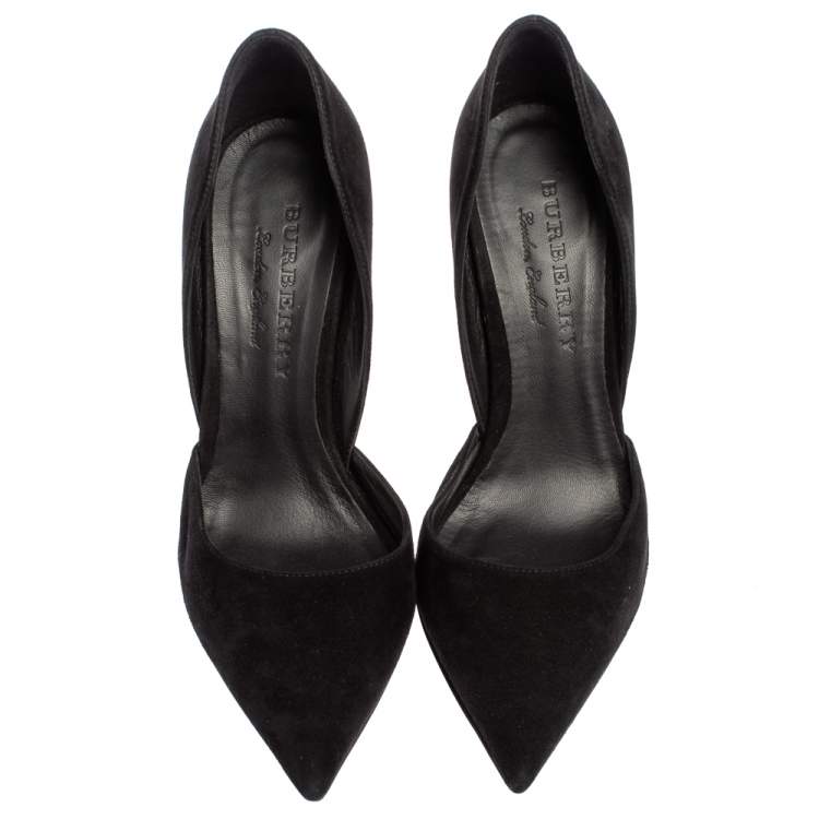 Pre Owned Burberry Black Suede Leather Virna D'Orsay Pointed Toe Pumps Size 38.5