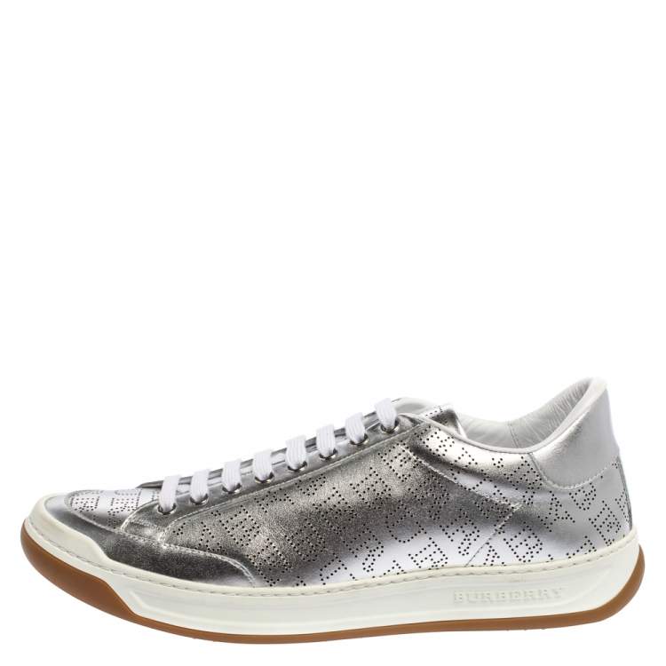 Burberry Silver Perforated Leather Timsbury Low Top Sneakers Size 41  Burberry | TLC