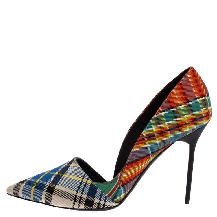 Pre Owned Burberry Multicolor Canvas Virna D'orsay Pointed Toe Pumps Size 40
