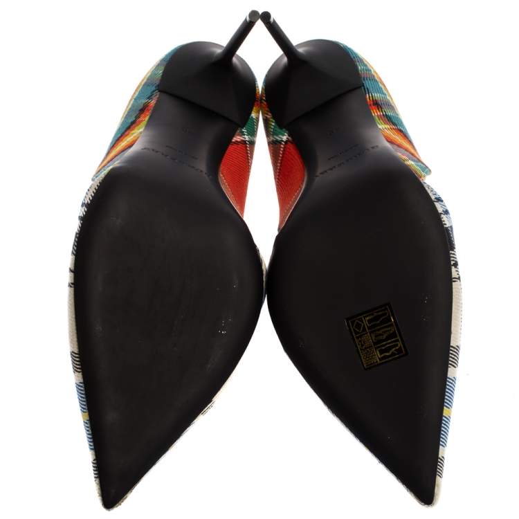 Pre Owned Burberry Multicolor Canvas Virna D'orsay Pointed Toe Pumps Size 40