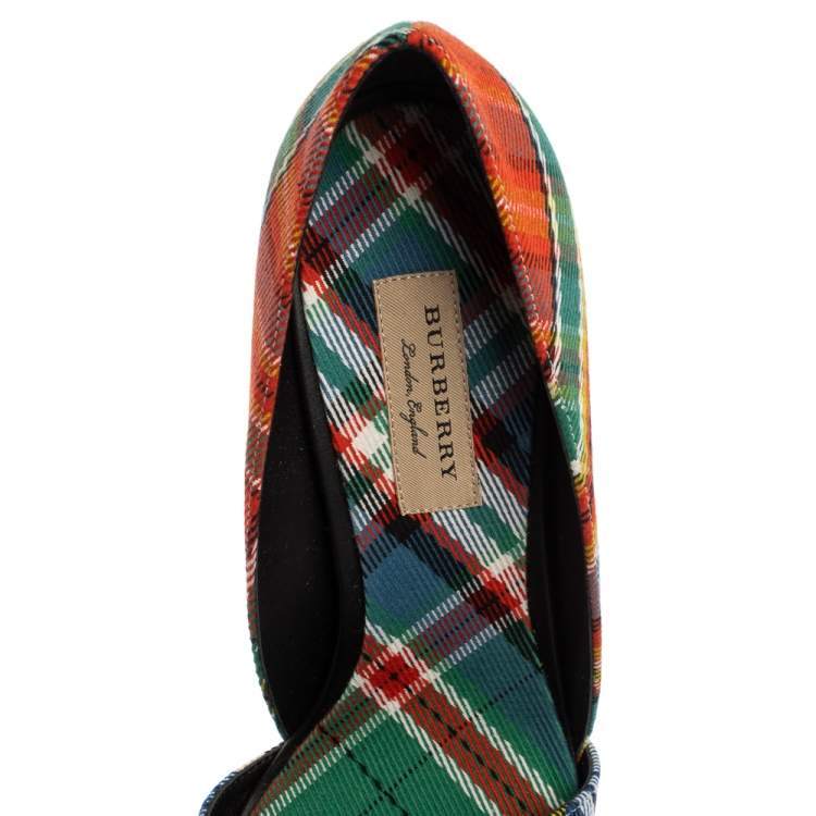 Pre Owned Burberry Multicolor Canvas Virna D'orsay Pointed Toe Pumps Size 40
