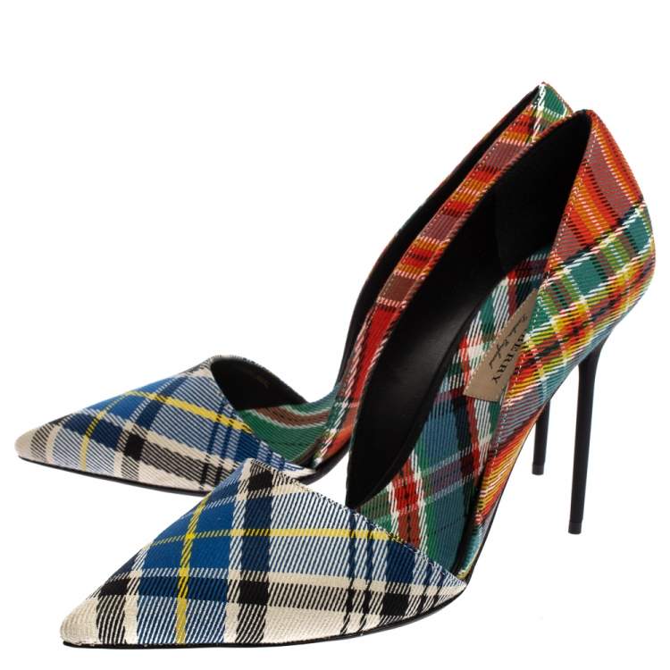 Pre Owned Burberry Multicolor Canvas Virna D'orsay Pointed Toe Pumps Size 40