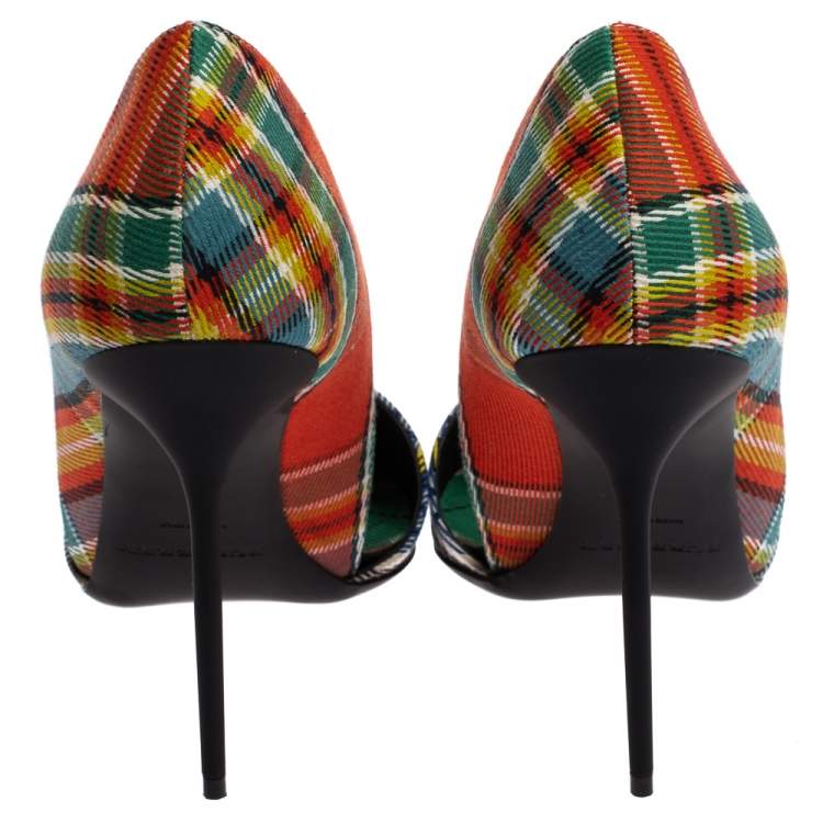 Pre Owned Burberry Multicolor Canvas Virna D'orsay Pointed Toe Pumps Size 40