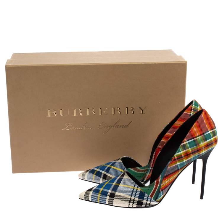 Pre Owned Burberry Multicolor Canvas Virna D'orsay Pointed Toe Pumps Size 40