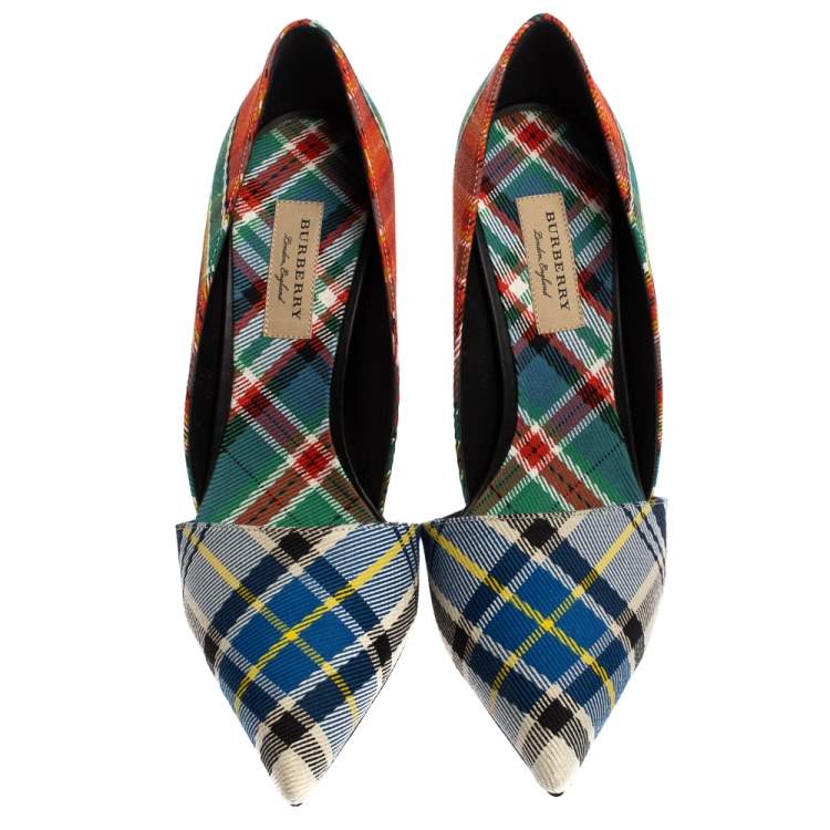 Pre Owned Burberry Multicolor Canvas Virna D'orsay Pointed Toe Pumps Size 40