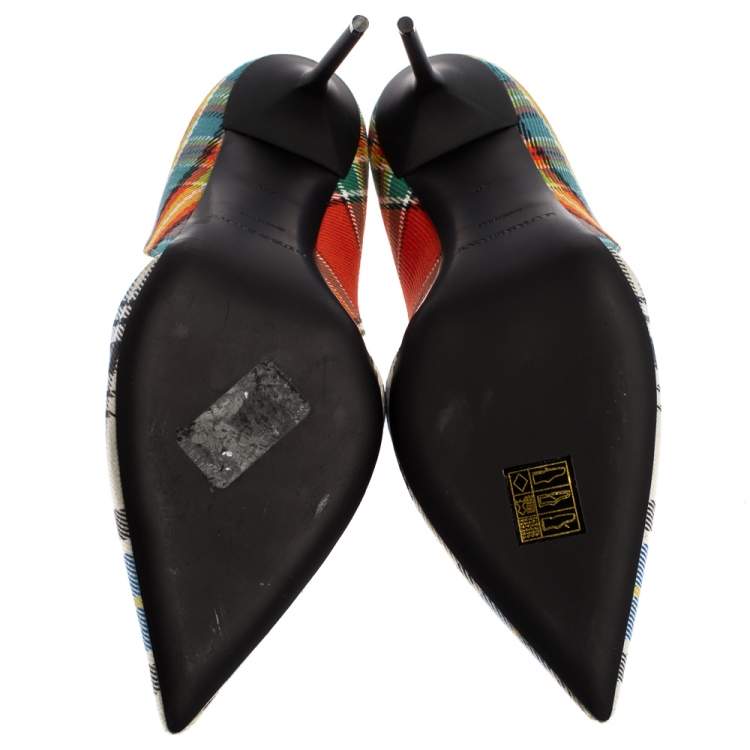Pre Owned Burberry Multicolor Canvas Virna D'orsay Pointed Toe Pumps Size 40